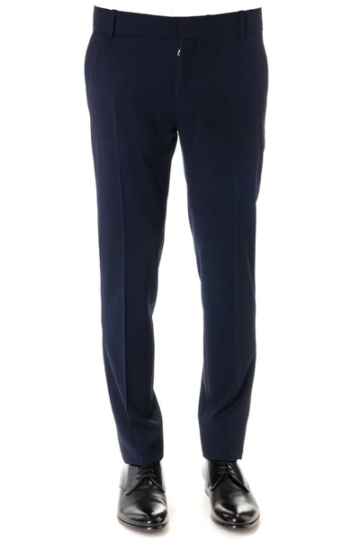 Balmain Blue Wool Pants With Side Stripe