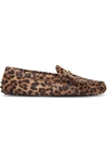 TOD'S GOMMINO EMBELLISHED LEOPARD-PRINT CALF HAIR LOAFERS