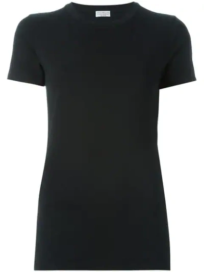 Brunello Cucinelli Cotton T-shirt With  Monile Detail In Black