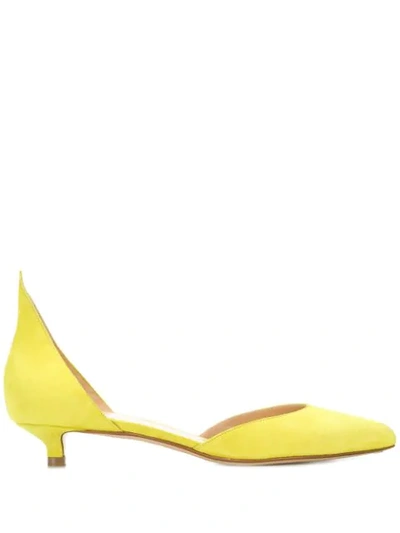 Francesco Russo Low Heel Pointed Pumps - 绿色 In Yellow
