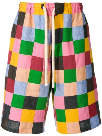 Loewe Patchwork Cotton Shorts In Multicolor