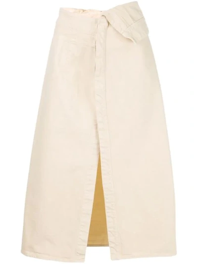 Jacquemus Asymmetric Waist Denim Skirt In Neutral