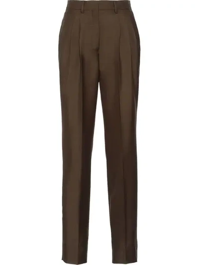 Prada Kid Mohair Trousers In Brown