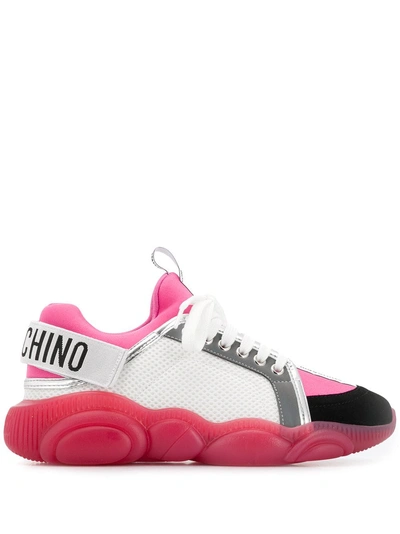 Moschino Sneakers Teddy Run With Strap Color White / Pink