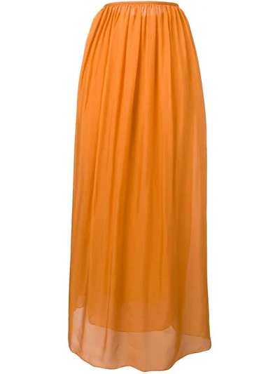 Forte Forte Gathered Silk-voile Maxi Skirt In Orange