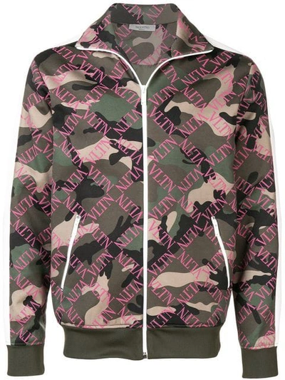 Valentino Camouflage Print Hoodie In Green