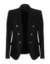 Balmain Double-breasted Wool-blend Blazer In Black