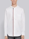 THOM BROWNE WHITE OXFORD HOODED ZIP-FRONT SHIRT,MWL286A0013913252390