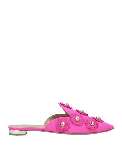 Aquazzura Woman Mules & Clogs Fuchsia Size 5 Textile Fibers In Pink