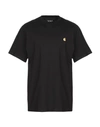 Carhartt Short Sleeve Chase T Shirt Dark Navy Gold In Black