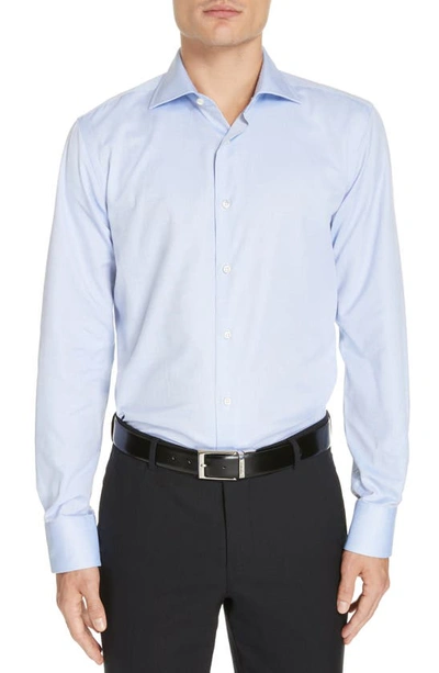 Canali Regular Fit Print Dress Shirt In Blue