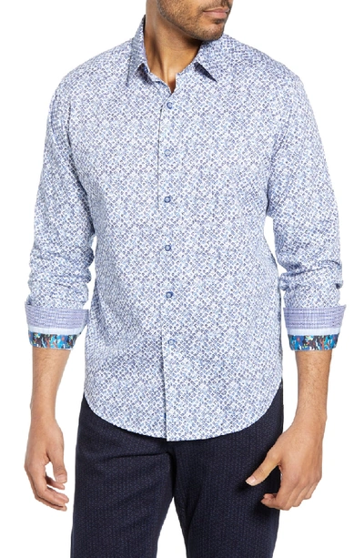 Robert Graham Celadon Abstract Printed Classic Fit Shirt In Blue