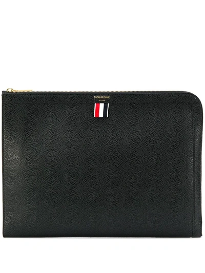 Thom Browne Pebbled Document Gusset Folio In Black