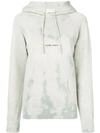 Saint Laurent Blue Women's Subtle Tie-dye Logo Print Hoodie In Blue