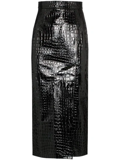 Aleksandre Akhalkatsishvili Crocodile Effect Pencil Skirt - 黑色 In Black