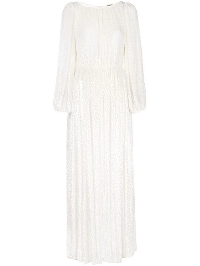 Adam Lippes Velvet Jacquard Boatneck Gown In White