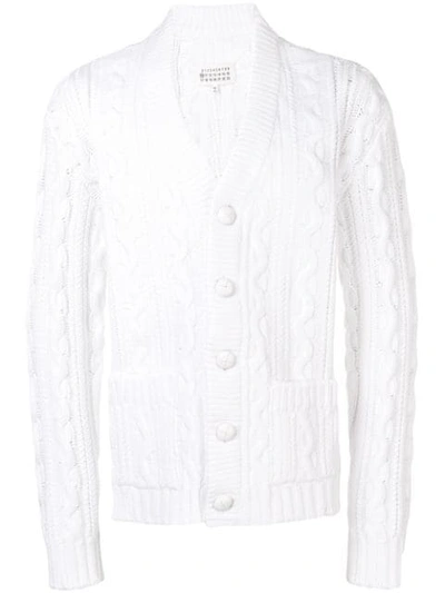 Maison Margiela Cable Knit Cardigan In White