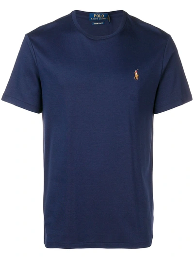 Polo Ralph Lauren Polo-embroidered Cotton-jersey T-shirt In Dark Blue