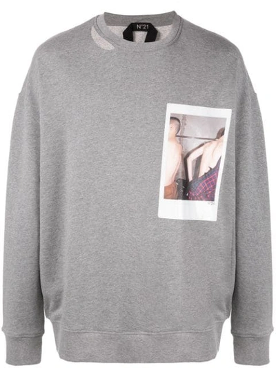 N°21 Nº21 Polaroid Picture Sweater - 灰色 In Grey