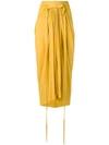 RICK OWENS RICK OWENS LILIES DRAPED MIDI SKIRT - 黄色