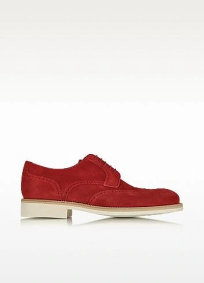 A.testoni Shoes Garofano Suede Derby Shoe In Dark Red