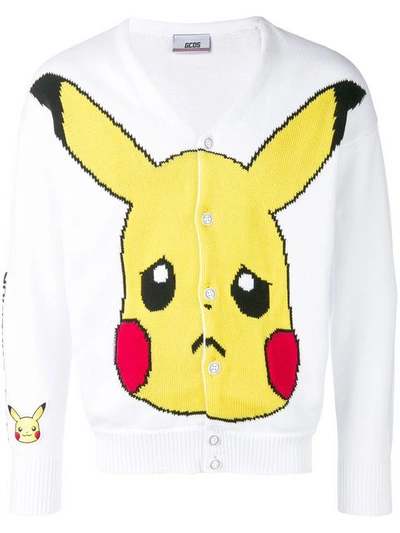 Gcds Pikachu Intarsia Cardigan In White