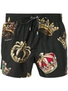 DOLCE & GABBANA CROWN PRINT SWIMMING SHORTS