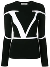 VALENTINO VALENTINO CONTRAST LOGO PRINT KNITTED TOP - 黑色