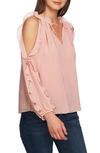 1.state Ruffled Cold-shoulder Top In Tudor Rose