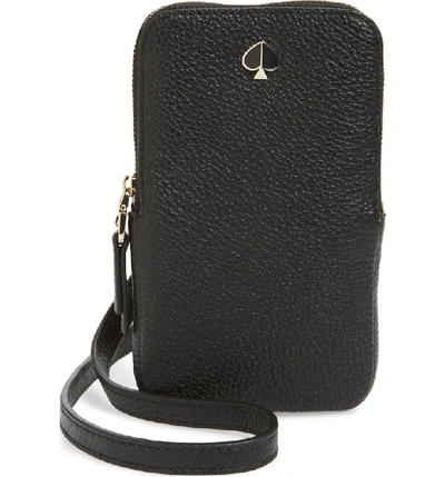 Kate Spade Polly Leather Phone Crossbody Bag In Black