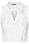 MARISSA WEBB CALLAN DICKIE CORDED LACE-TRIMMED RUFFLED COTTON-CANVAS TOP,3074457345620297335