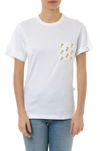CHLOÉ WHITE COTTON T-SHIRT WITH POCKET & RING DETAILS,10840408
