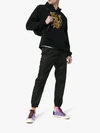 Kenzo Neon Tiger Embroidered Hooded Cotton Jumper In Black