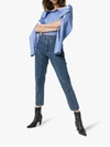 DELADA DELADA MOTO HIGH-WAISTED STRAIGHT LEG CROPPED JEANS,DM5TR4DARKBLUEDENIM13155502