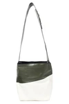 MARNI MARNI WOMAN TWO-TONE LEATHER SHOULDER BAG FOREST GREEN,3074457345620310741