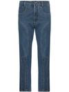 DELADA MOTO HIGH-WAISTED STRAIGHT LEG CROPPED JEANS