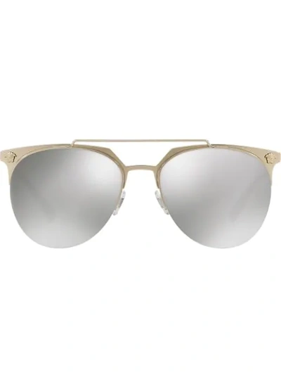 Versace Semi-rimless Aviator Sunglasses In Light Grey Mirror Silver