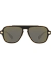 Versace Square Sunglasses In Dark Havana