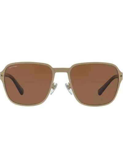 Bulgari Square Shaped Sunglasses In Gold