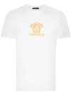 VERSACE EMBROIDERED MEDUSA LOGO COTTON T-SHIRT