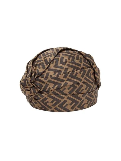 Fendi Brown Women's Ff Motif Turban