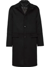 PRADA WOOL COAT WITH PUFFER JACKET LINING