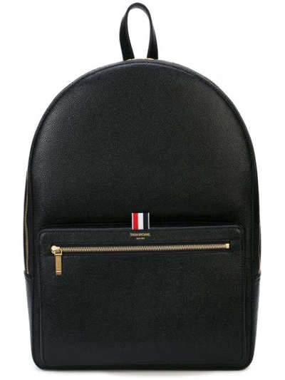 Thom Browne Logo-stamped Structured Pebbled-leather Backpack In Black