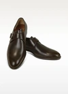 FRATELLI ROSSETTI SHOES DARK BROWN CALF LEATHER MONK STRAP SHOES