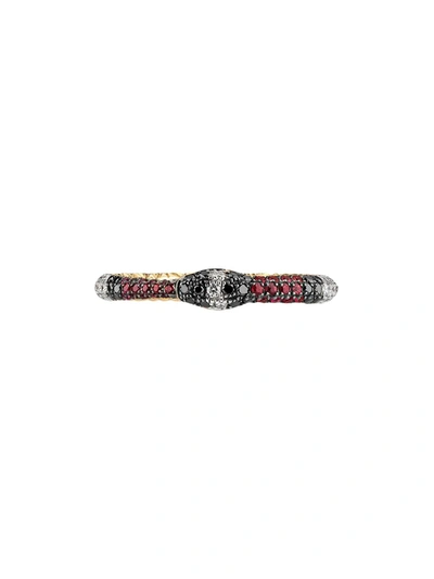 Gucci 18k Ouroboros Snake Ring W/ Gemstones, Size 6.75 In Topaz/ Sapphire/ Black Diamond