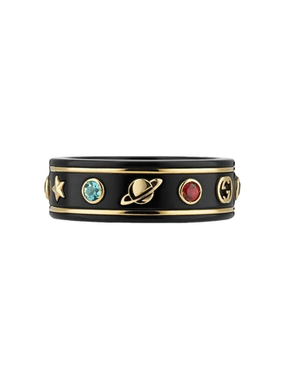 Gucci Icon Ring With Gemstones In Black
