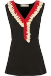 MARNI MARNI WOMAN RUFFLE-TRIMMED SILK CREPE DE CHINE TOP BLACK,3074457345620319787