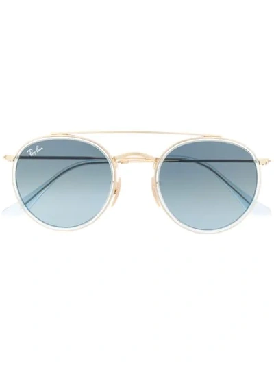 Ray Ban Round Double Bridge Sunglasses In Gold