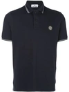 Stone Island Striped Trim Polo Shirt In Blue