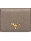Prada Small Saffiano Leather Wallet In Grey